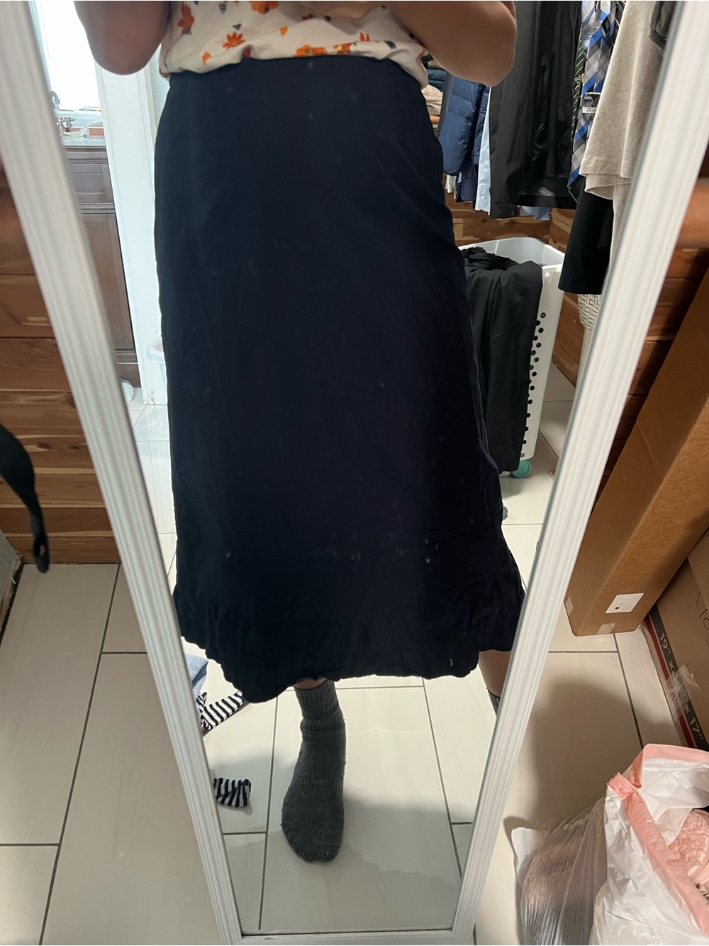 Classic Navy Midi Skirt - Unbranded